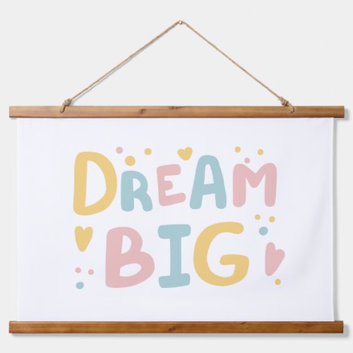 Dream Big Pastel Hearts Hanging Tapestry