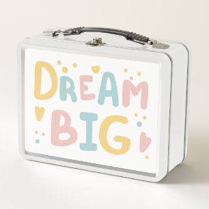 Dream Big Pastel Hearts Metal Lunch Box