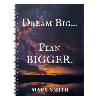 Dream Big, Plan Bigger - Night Sky Customizable Notebook