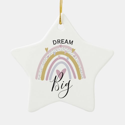 dream big positive affirmation rainbow gift ceramic ornament