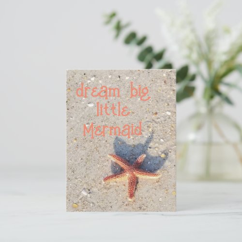 Dream Big pretty starfish on beach card