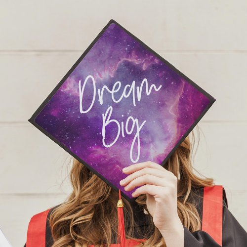 Dream Big Purple Galaxy Graduation Cap Topper