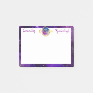 Dream Big Purple Galaxy Monogram Small Rectangular Post-it Notes