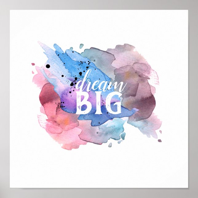dream big quote poster watercolor design (Front)