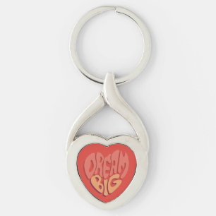 Dream Big: Red Heart Powerful Slogan Keychain