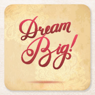Dream Big Red Square Paper Coaster