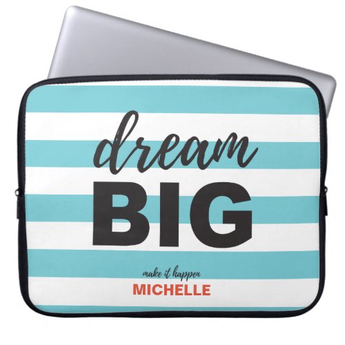 Dream Big Script text Personalized Custom color Laptop Sleeve