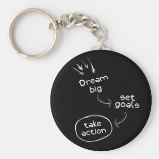 Dream big set goal take action motivational quote keychain