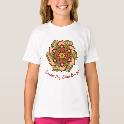 Dream Big Shine Bright Childrens Mandala T_Shirt