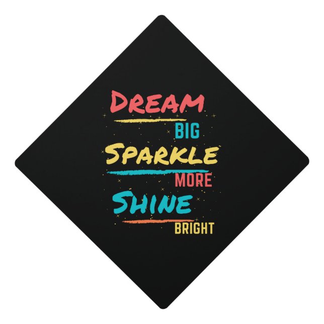 Dream Big Sparkle More Shine Bright Graduation Cap Topper (Front)
