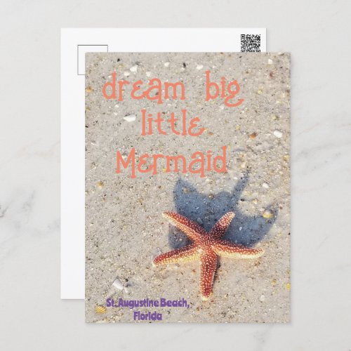 Dream Big starfish on St Augustine Beach postcard