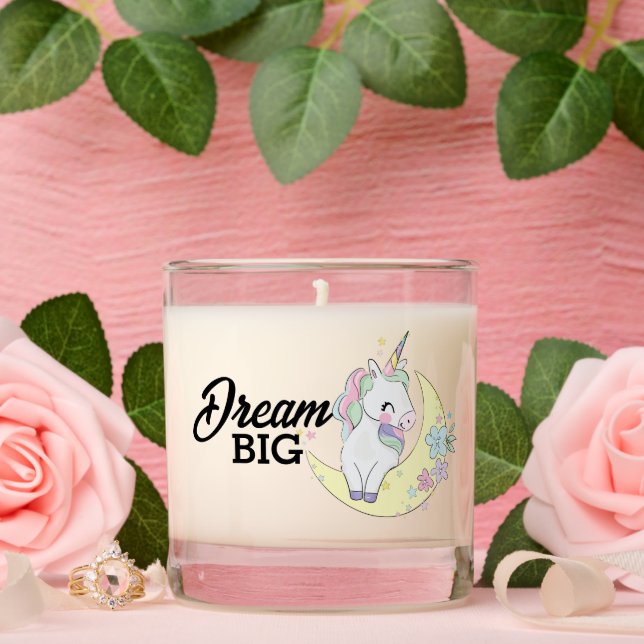 "Dream Big" Unicorn Inspirational Quote Scented Candle (Wedding)