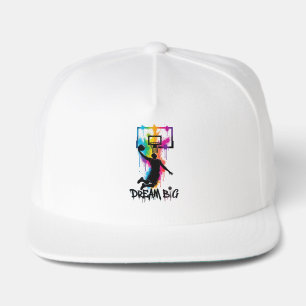 Dream Big   Vibrant Basketball Slam Dunk Color  Snap Back Hat