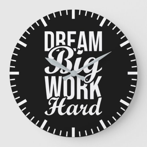 Dream Big Work Hard _ Gym Hustle Success Large Clock