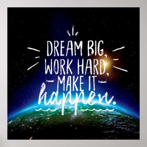 DREAM BIG WORK HARD MAKE IT HAPPEN Quote Poster