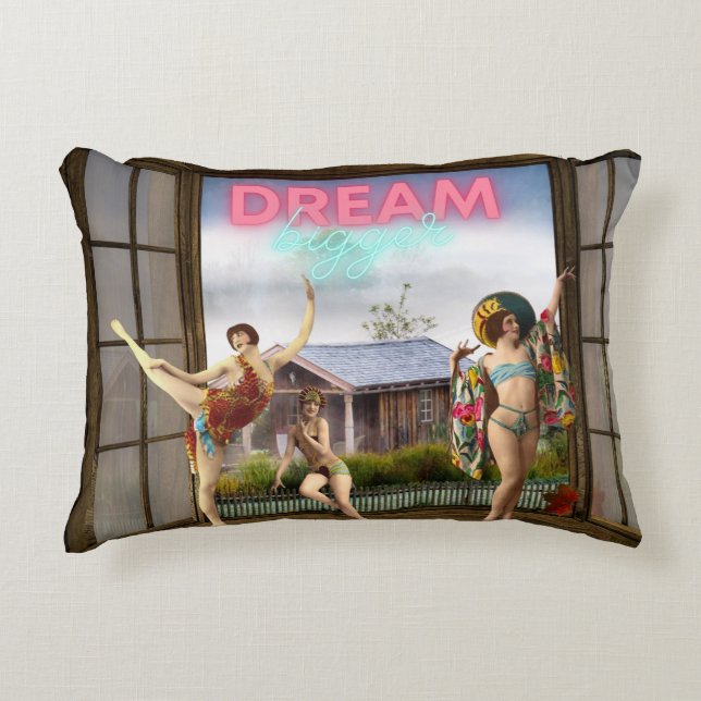Dream Bigger Altered Art Vintage Dancers  Accent Pillow (Front)