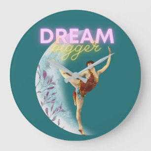 Dream Bigger Vintage Ballet Dancer Large Clock