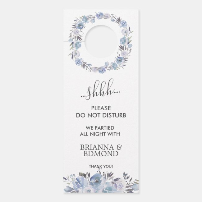 Dream Blue Floral Wedding Guest Do Not Disturb Door Hanger
