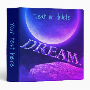 Dream Blue Moon Fantasy Inspirational Personalized 3 Ring Binder
