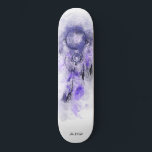 *~* Dream Boho Catcher Sacred Tribal Shamanic  Skateboard<br><div class="desc">* Western BOHO American Watercolor Abstract Dream Catcher Journey with lovely Feathers as a Shamanic symbol for a Native American Spiritual Healer or BOHEMIAM design. * . *** The colors are mostly PURPLE LAVENDER , on WHITE. This spirit based esoteric popular boho creative abstract modern dreamcatcher and feathers design will...</div>