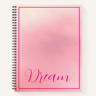 "Dream" Bright Pink Letter Gradient Pink Notebook