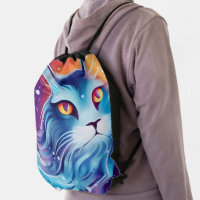 Dream Cat Blue Drawstring Bag