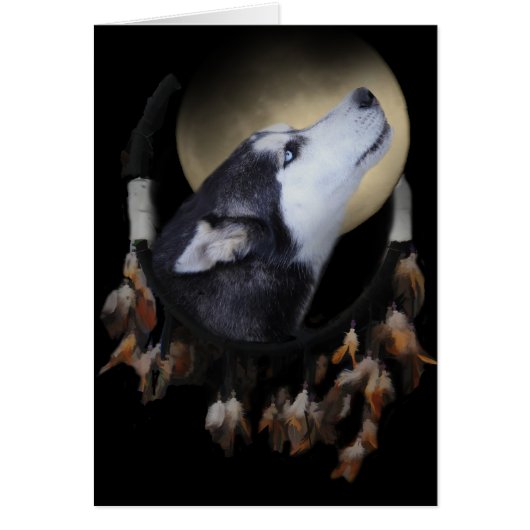 Dream catcher and blue eyed Husky Cards (Front)