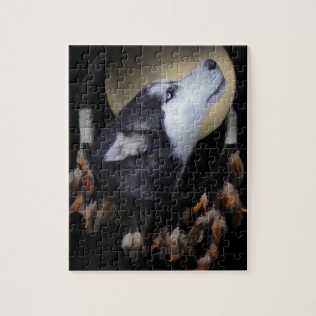 Dream catcher and blue eyed Husky Jigsaw Puzzle (Vertical)