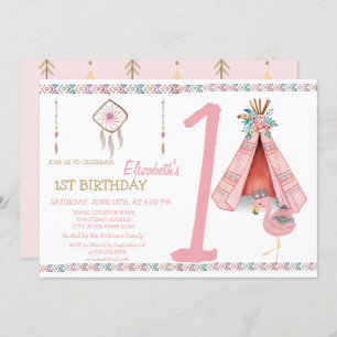 Dream Catcher,Arrows,FlamingoBirthday Invitation