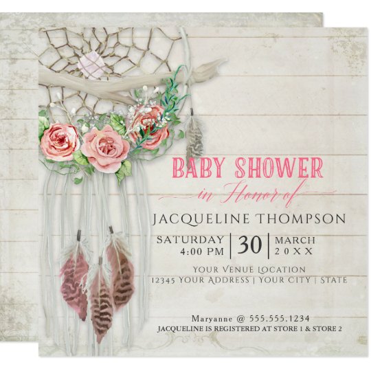 dream catcher baby shower invitation