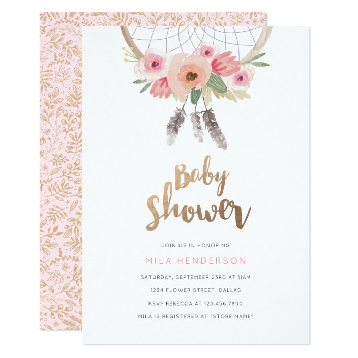 dream catcher baby shower invitations