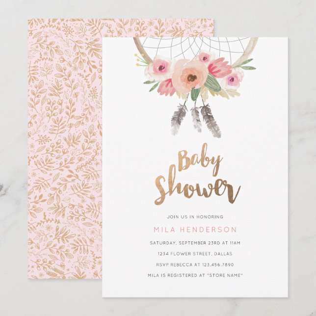 Dream Catcher Baby Shower Invitation (Front/Back)