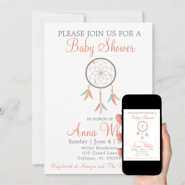 Dream Catcher Baby Shower Invitation Zazzle