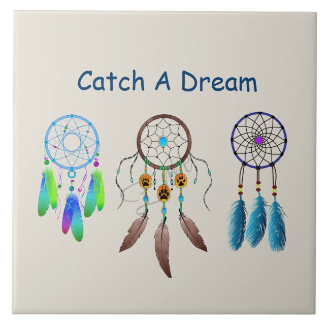 Dream catcher Background Ceramic Tile (Front)