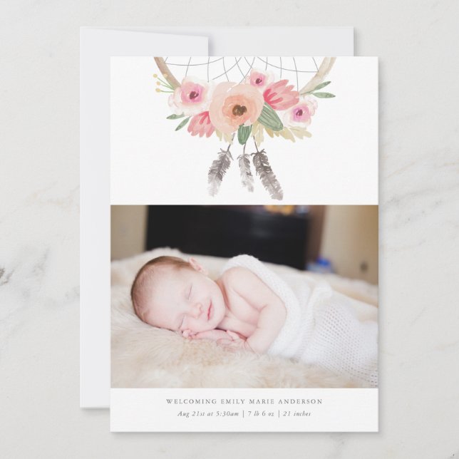 Dream Catcher Birth Announcement (Front)