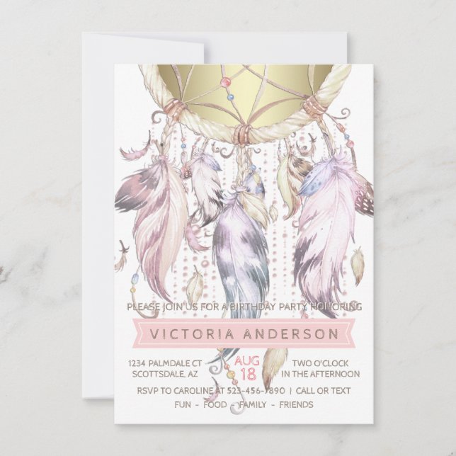 Dream Catcher Birthday Party Invitations (Front)