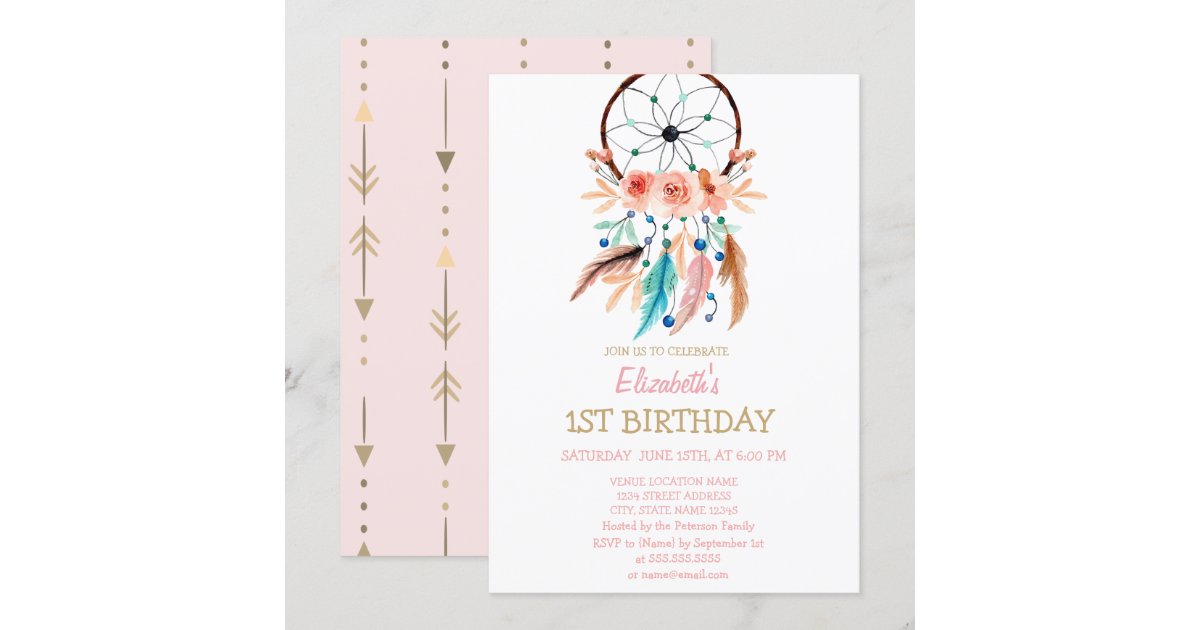 Dream Catcher,Boho Birthday Invitation | Zazzle