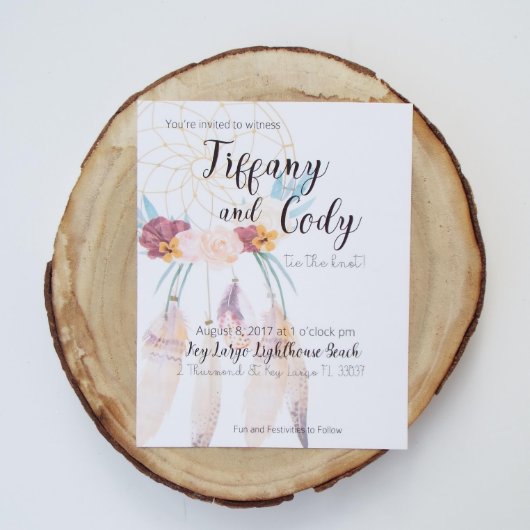 Dream Catcher Boho Feathered Wedding Invitation (Top)