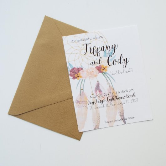 Dream Catcher Boho Feathered Wedding Invitation (Top)