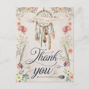 Dream Catcher Boho Floral Painted Thank You Cards