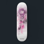 *~* Dream Catcher Boho Sacred Tribal Shamanic Skateboard<br><div class="desc">* Western BOHO American Watercolor Abstract Dream Catcher Journey with lovely Feathers as a Shamanic symbol for a Native American Spiritual Healer or BOHEMIAM design. * . *** The colors are PINK LAVENDER EGGPLANT on WHITE. This spirit based esoteric popular boho creative abstract modern dreamcatcher and feathers design will most...</div>