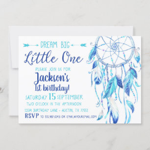 Dream Catcher Boy First Birthday Invitation