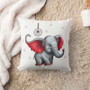 Dream Catcher Cute Baby Elephant. Transparent Back Throw Pillow