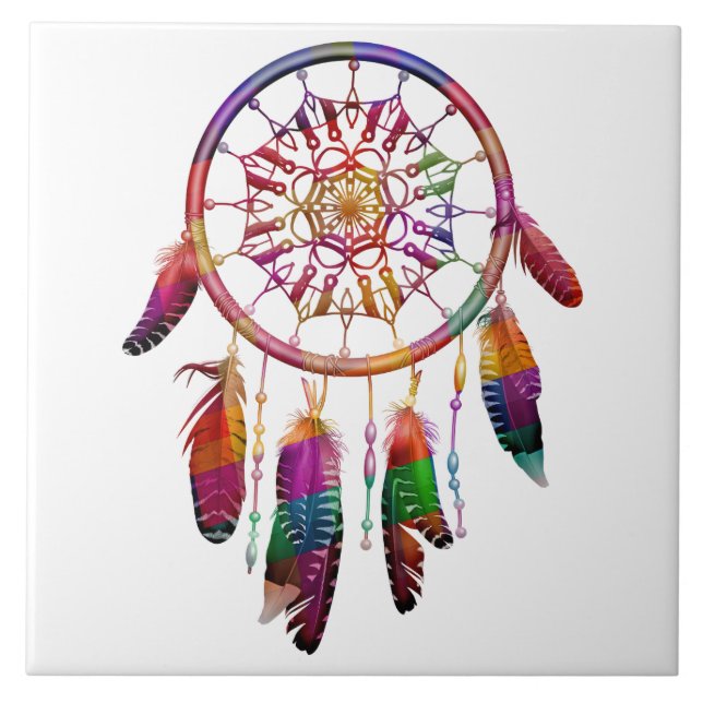 Dream Catcher Design Ceramic Tile (Front)