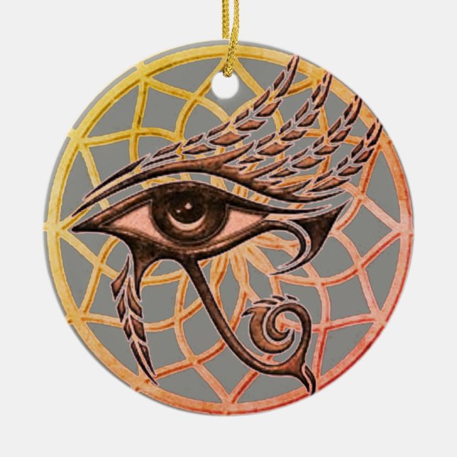 Dream Catcher Eye Of Horus Ceramic Ornament (Front)