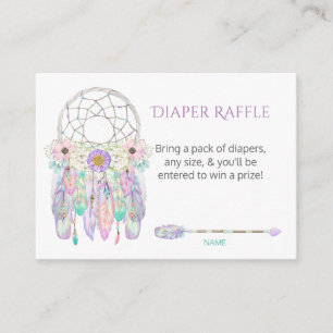 Dream Catcher Feathers Pastels Diaper Raffle Enclosure Card