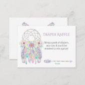 Dream Catcher Feathers Pastels Diaper Raffle Enclosure Card (Front/Back)