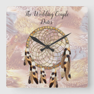 Dream Catcher Home Decor Square Wall Clock