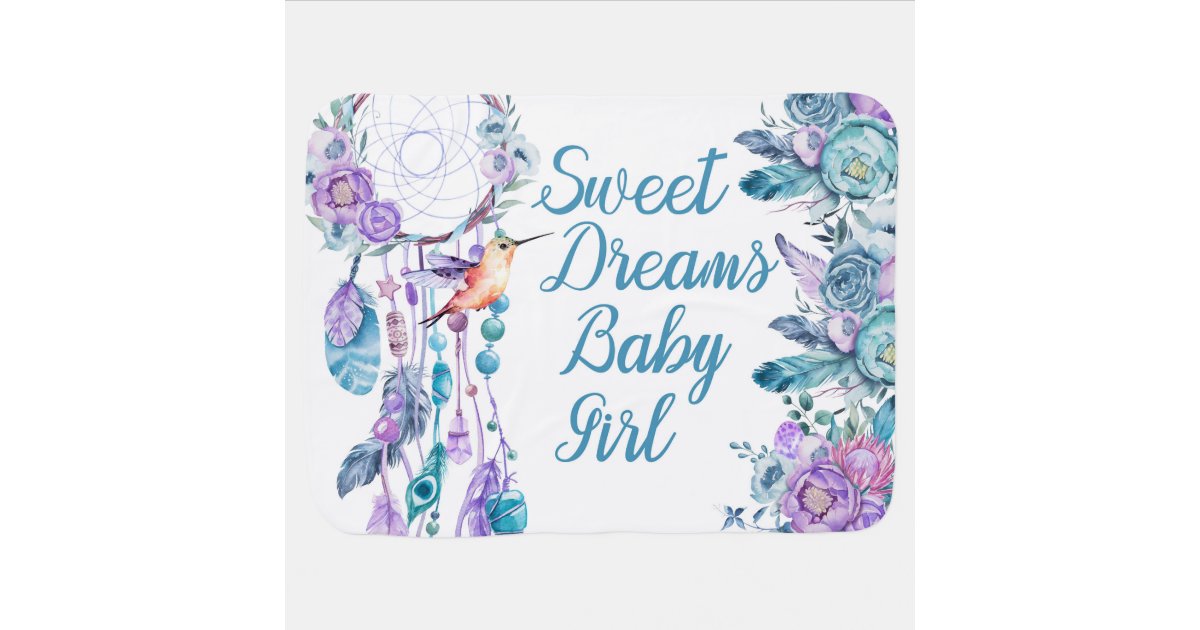Dream Catcher Hummingbird Sweet Dreams Baby Girl Baby Blanket Zazzle Com
