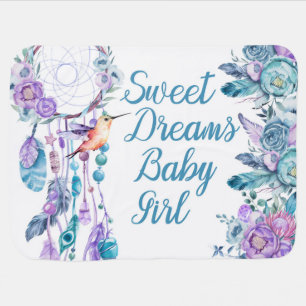 Dream Catcher Hummingbird Sweet Dreams Baby Girl Blanket